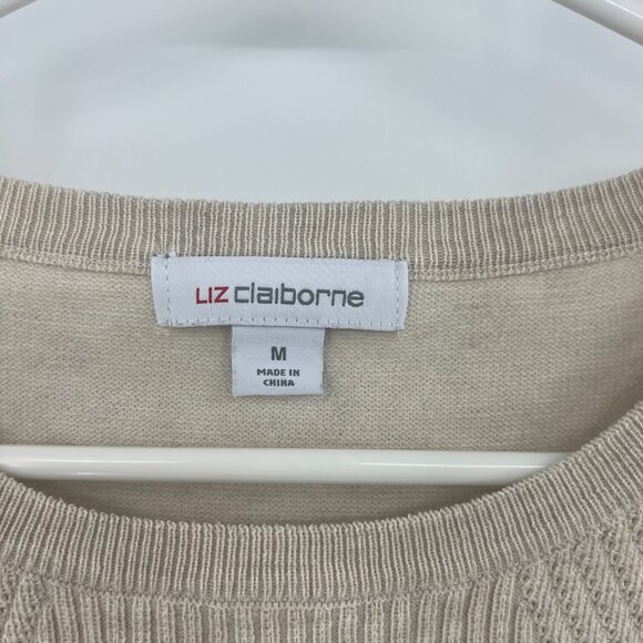 Liz Claiborne Ivory Black Stripe Sweater Women's Medium - Picture 3 of 6